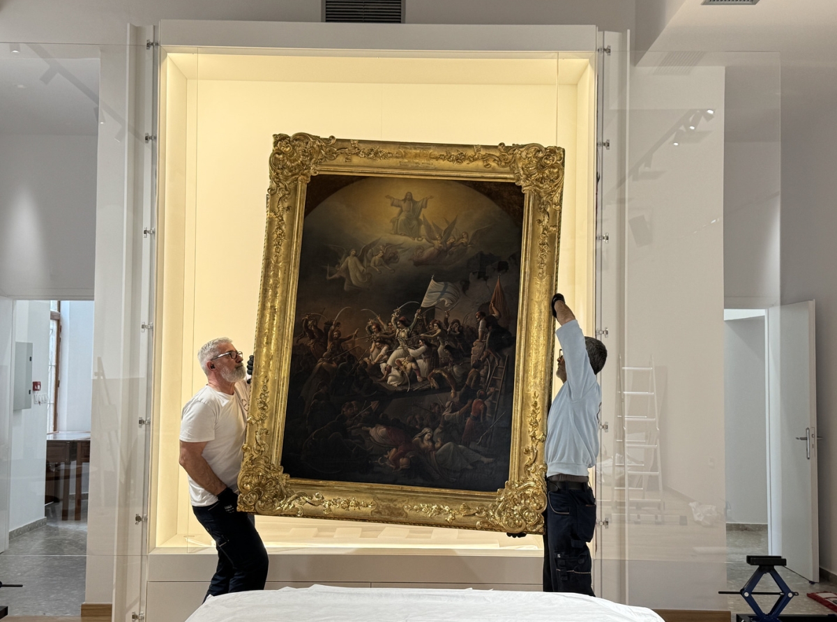 Σε κλίμα βαθιάς συγκίνησης η υποδοχή του εμβληματικού πίνακα «Η Έξοδος του Μεσολογγίου» του Θεόδωρου Βρυζάκη στο Τρικούπειο Πολιτιστικό Κέντρο